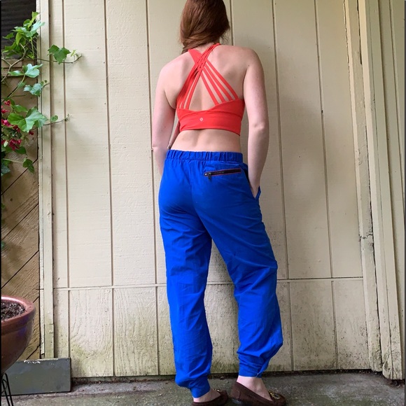 Vintage 80’s REI high waist track pants sz S vibrant blue red zipper ankle-snap - Picture 6 of 11